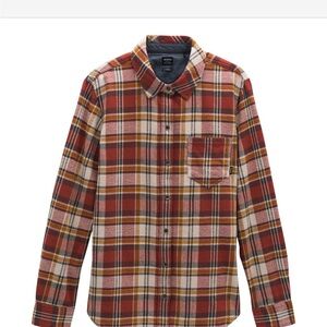 Prana Golden Canyon Flannel, Women’s Size Large in Rust Cotton